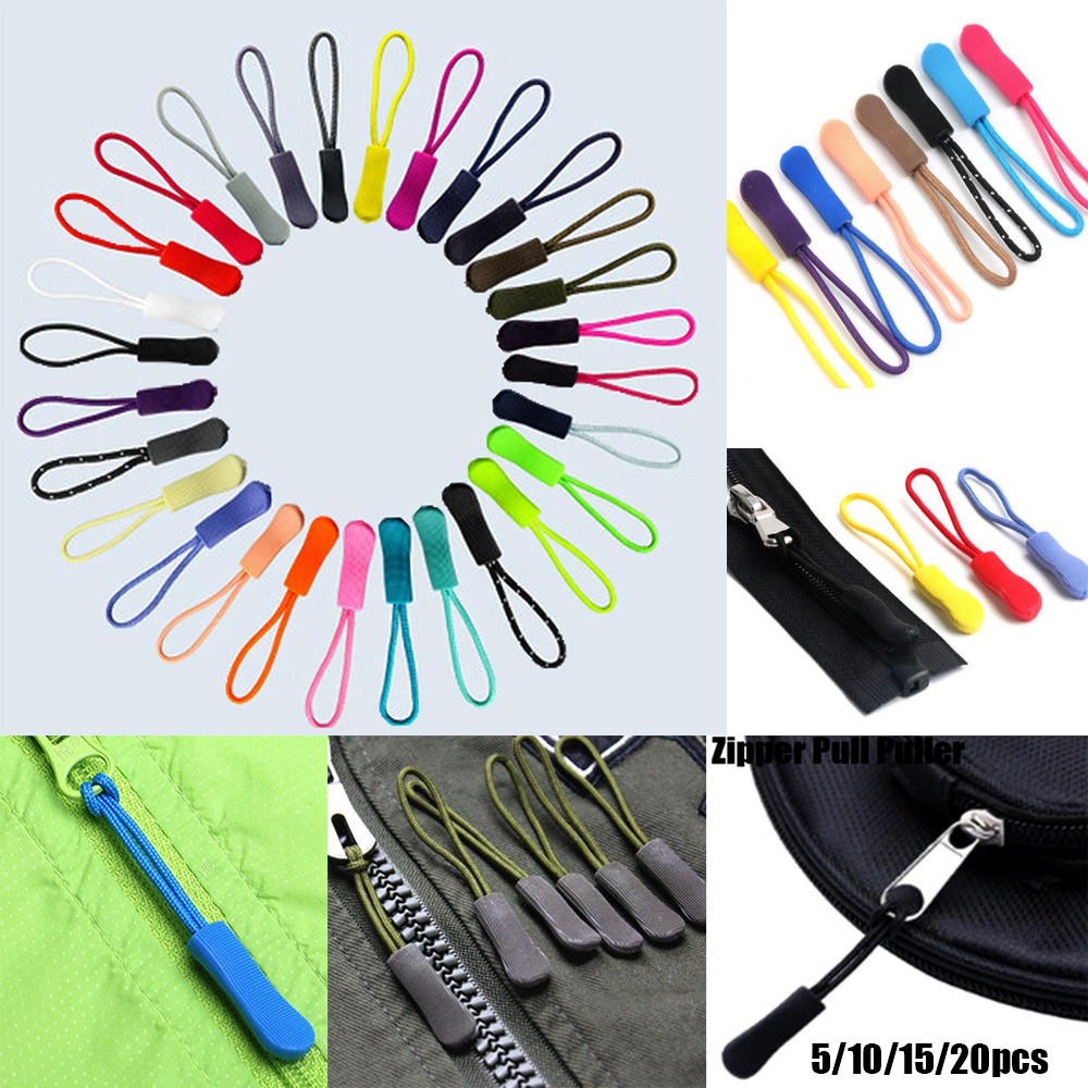 MYRONGOODS 5/10/15/20pcs Zipper Pull Puller End Fit Rope Tag Fixer Suitcase Tent Backpack Bags Clip Buckle