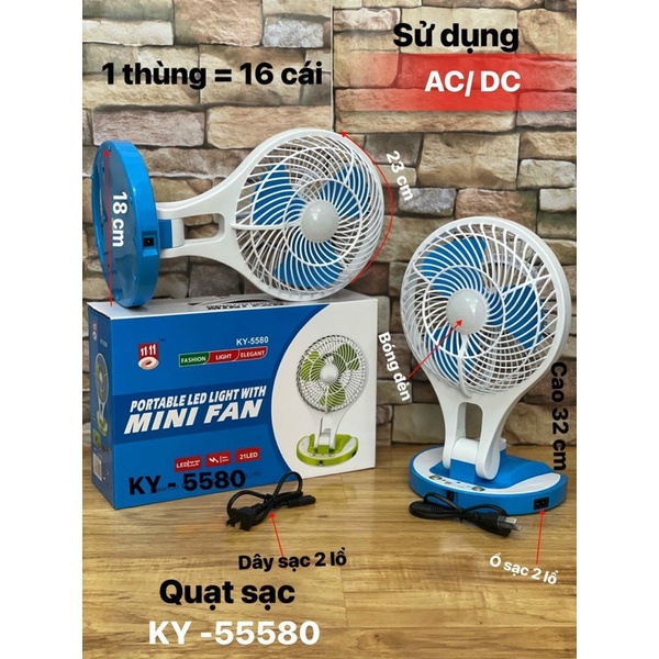 Quạt tích điện để bàn có đèn led