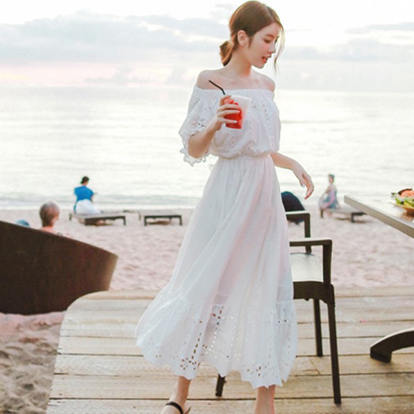 VÁY TRỄ VAI | VÁY BOHEMIAN MAXI | VÁY TRẮNG VINTAGE