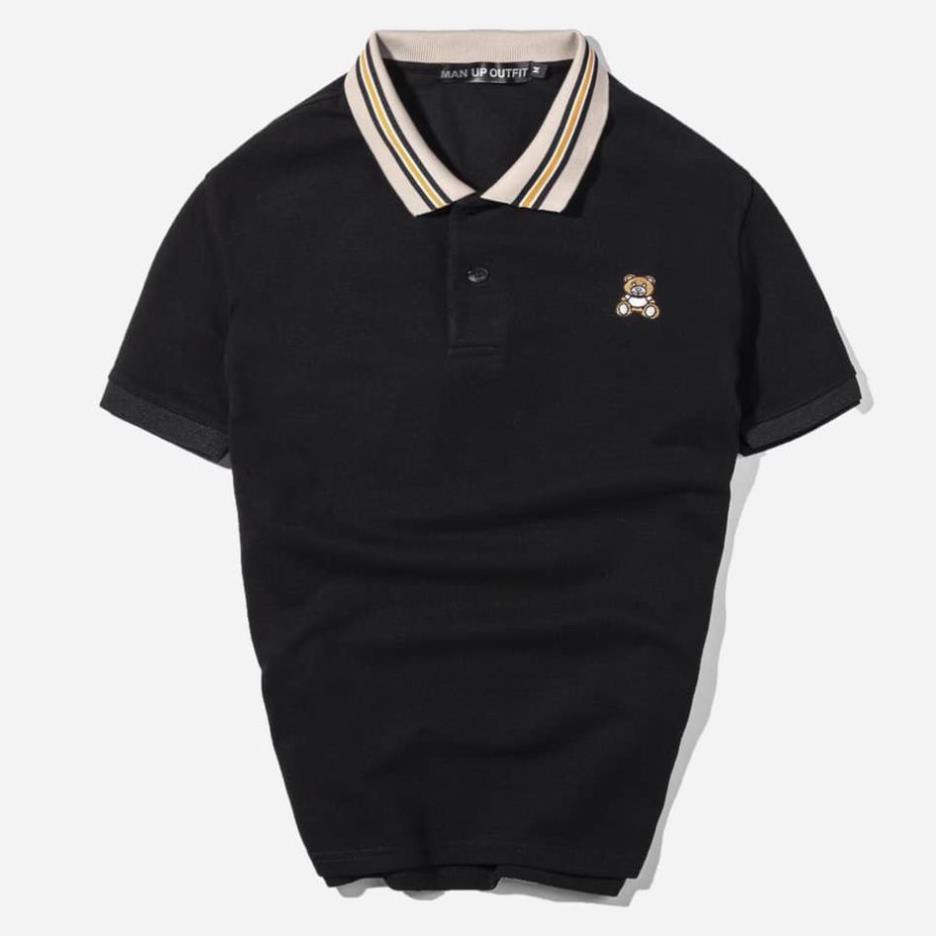 Áo thun nam , áo polo có cổ , ngực thêu hình gấu , chất liệu coton , nam tính , QA Store | BigBuy360 - bigbuy360.vn