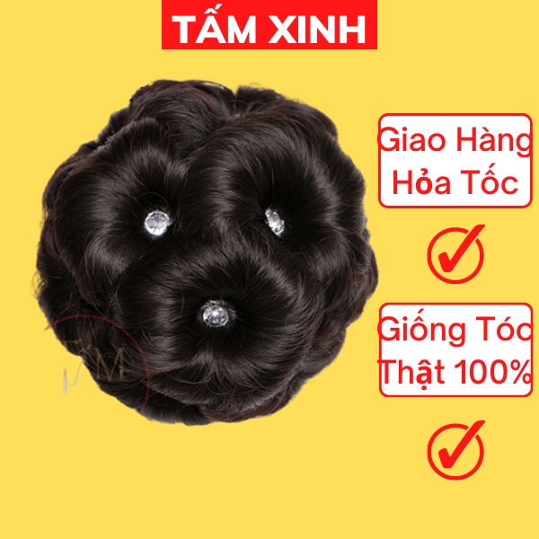 Búi tóc giả đẹp thời trang trung niên : BÚI HOA ĐÍNH ĐÁ