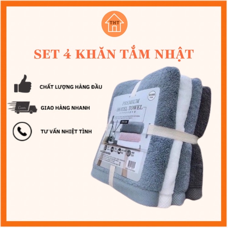 Set 4 Khăn Tắm 40x80cm Hàn Quốc Cho Khách Sạn, Nhà Nghỉ, Spa Mềm Mịn Thấm Hút