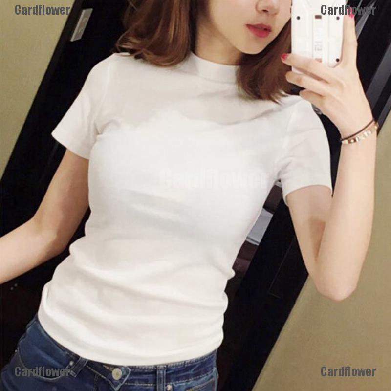 Áo Thun Ngắn Tay Thiết Kế Cổ Lọ Độc Đáo Thời Trang