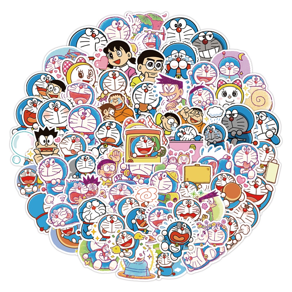 Set 20 sticker hình dán Anime, Doraemon, One Piece, Totoro chống nước dán sổ tay, mũ bảo hiểm, xe máy, vali, ván trượt