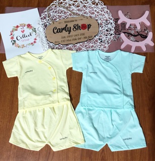 Bộ Unchi sơ sinh cộc tay cúc lệch