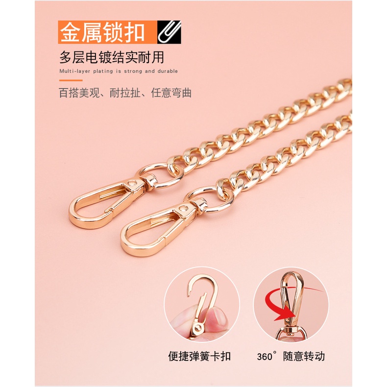 Dây Đeo Túi Xách Xích Phối Đệm Quai Da Đen 13mm RQN1445