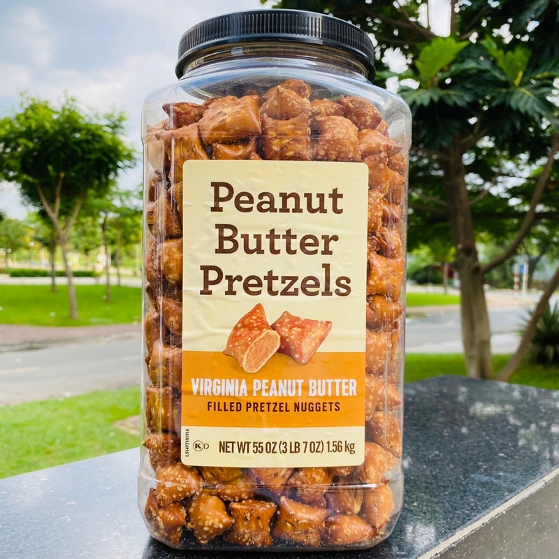 Bánh Virginia Peanut Butter filled Prezel Nuggets Peanut Butter Prezel 1.56kg của Mỹ - bánh mặn giòn béo bơ đậu phộng