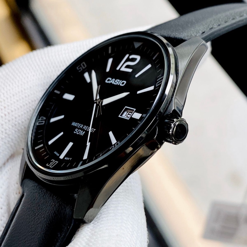 Đồng Hồ Quartz Nam Casio WATCHSTORE MTP-E170BL-1BVDF Thiết Kế Mặt Kính Khoáng 42 mm, Dây Da Và Vỏ Thép Không Gỉ