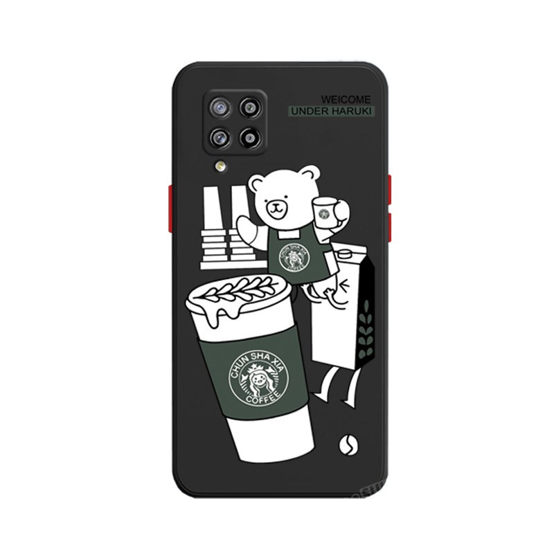 Ốp điện thoại KOOSUK silicon mềm hình chú gấu cà phê cho Samsung Galaxy A12 M12 M62 F62 M31 M21S M51