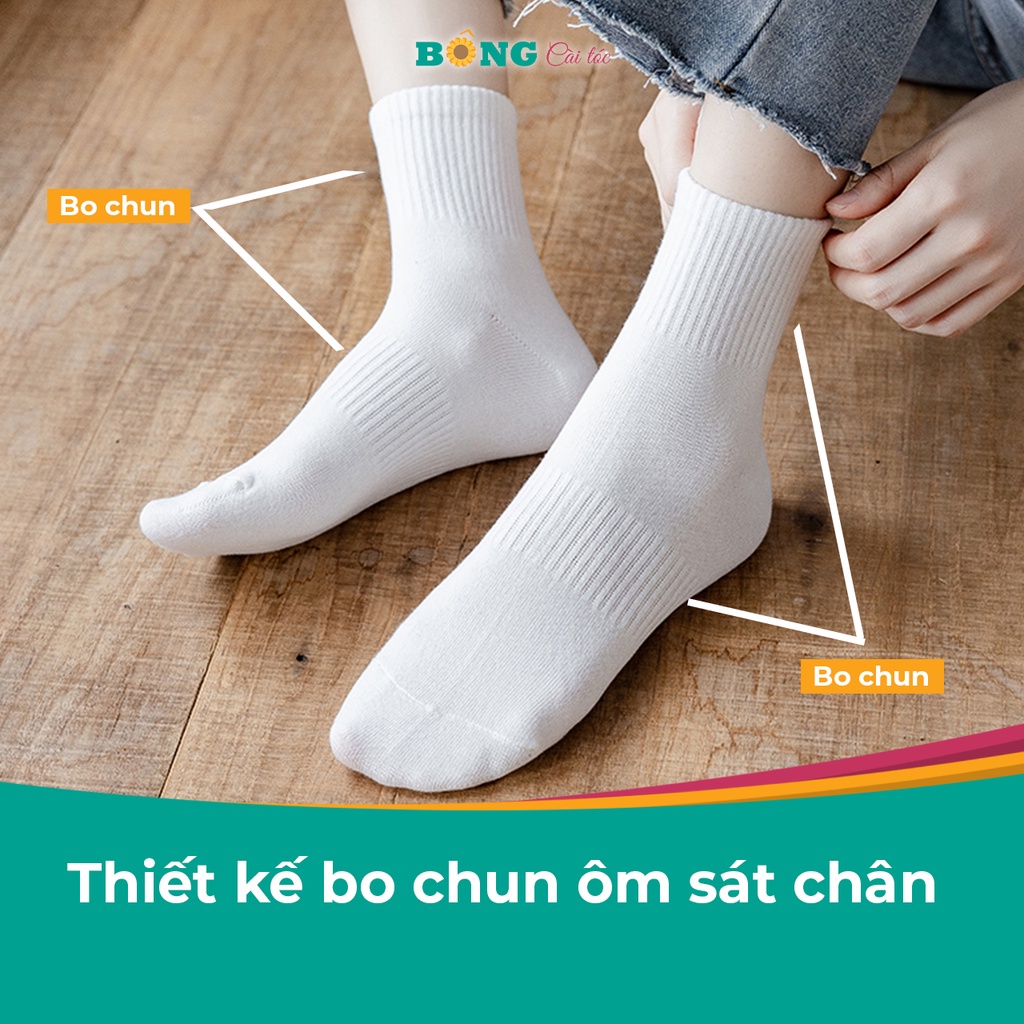 Tất nam nữ cổ cao dệt kim trắng đen chất cotton phong cách cổ điển nhiều kích thước TC40 - Vớ BÔNG Cài Tóc