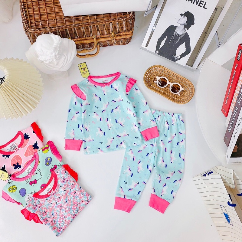 Bộ tay dài xuất dư nằm điều hoà cho bé trai bé gái