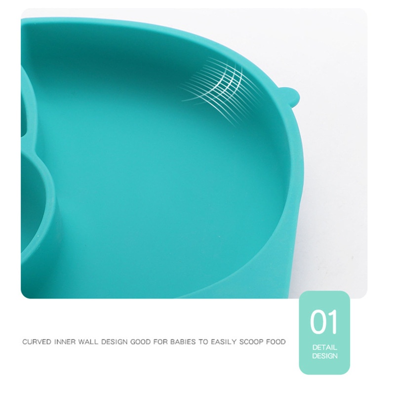 Bộ 3 Dụng Cụ Tập Ăn Gồm Bát / Muỗng / Nĩa Chia Ngăn Bằng Silicone Cho Bé