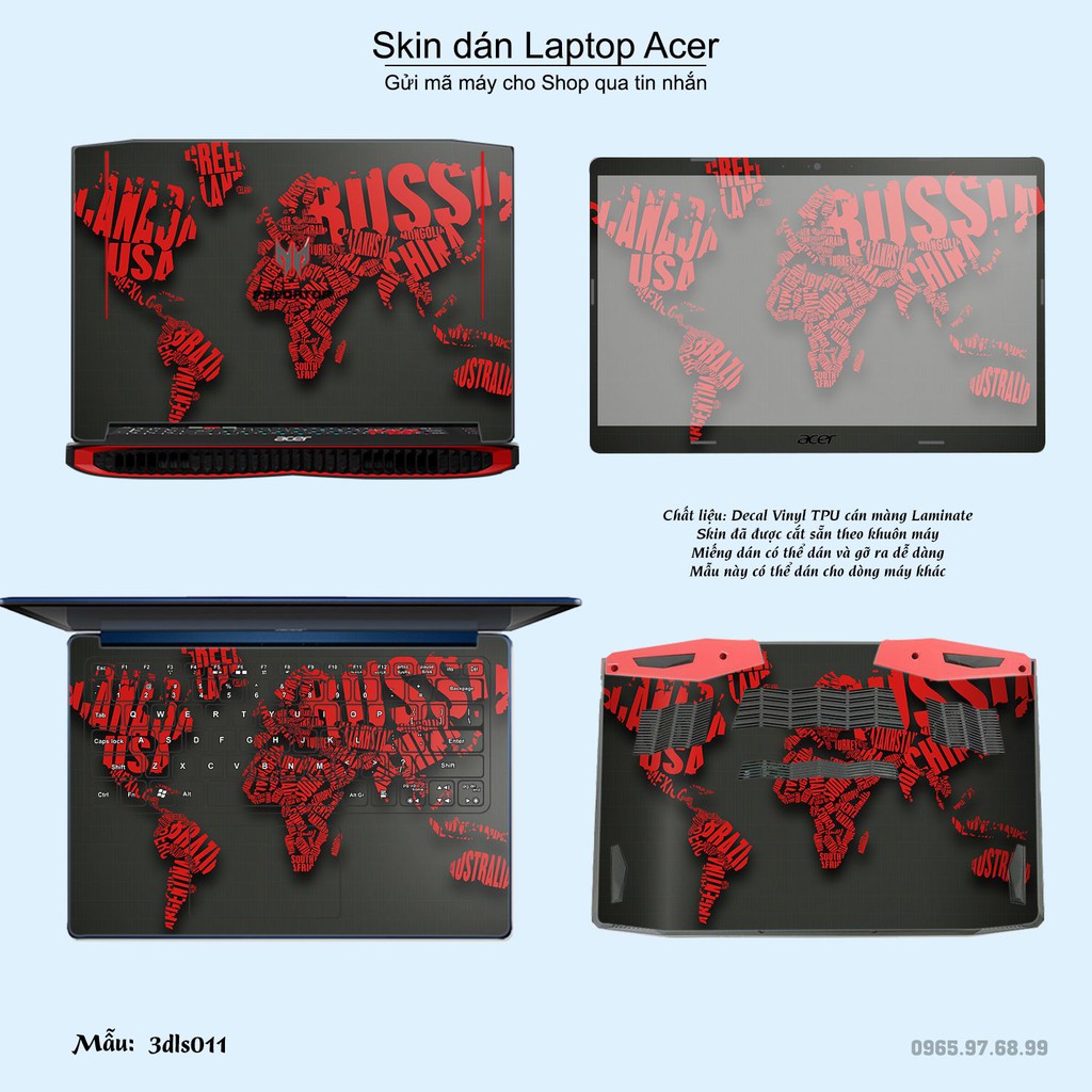 Skin dán Laptop Acer in hình 3D Abstract (inbox mã máy cho Shop)