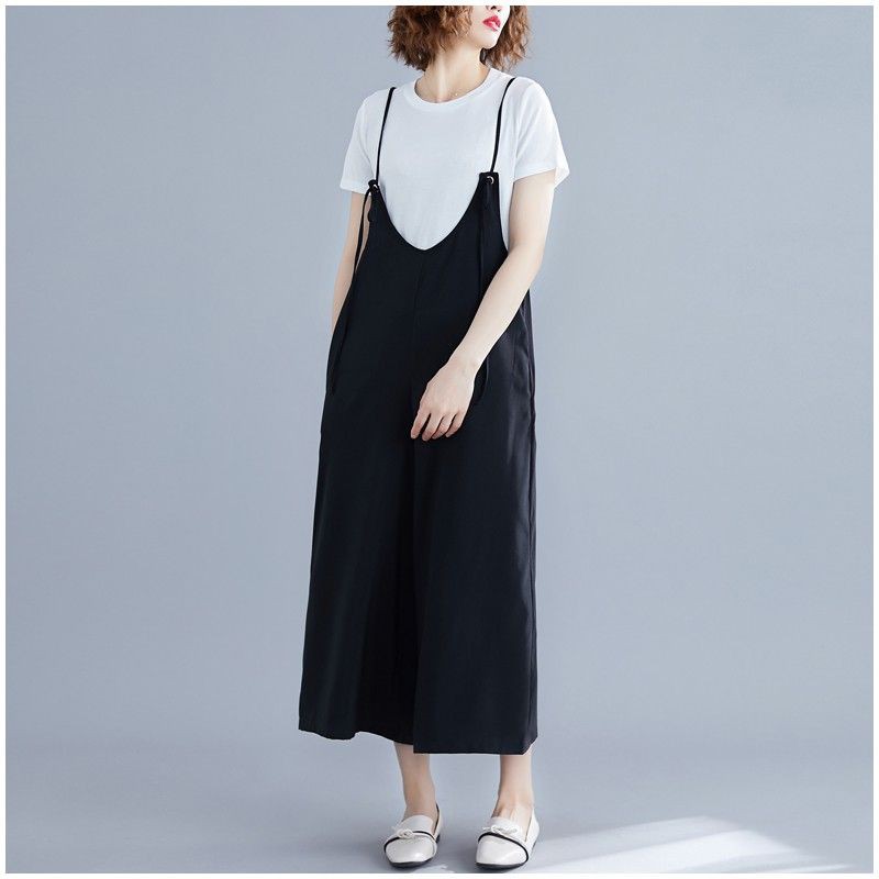 [ORDER] Quần yếm lửng nữ bigsize ống rộng màu đen basic (fit 75kg) - Có ảnh thật | BigBuy360 - bigbuy360.vn