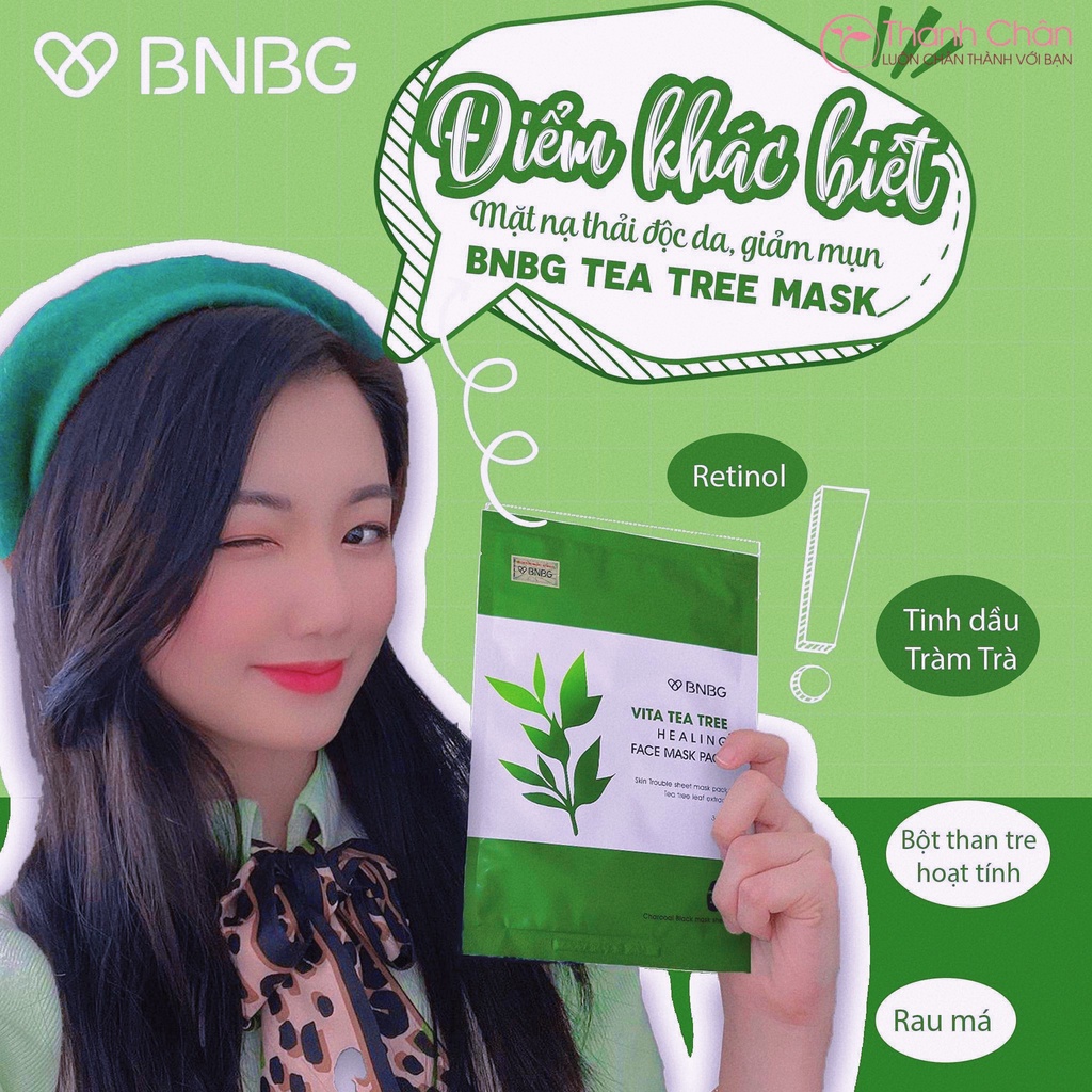 Mặt Nạ Tràm Trà BNBG Vita Tea Tree Healing Face Mask Pack Giảm M ụ n Thâm Sẹo Thải Độc Da Chính Hãng