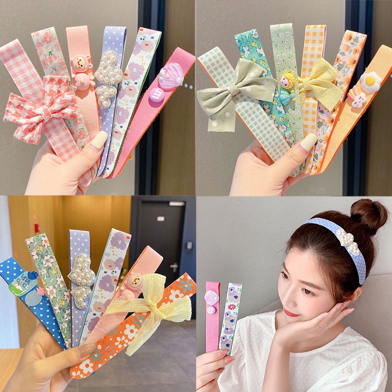 Băng Đô Dán Tóc Mái Đính Nơ Phong Cách Hàn Quốc Xinh Xắn Cho Nữ