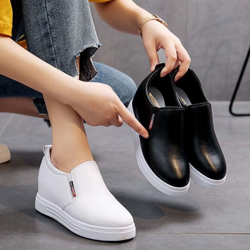 Giày nữ độn đế 6cm cực tôn dáng cho chị em sneaker thể thao 2 màu đen trắng [GN01]