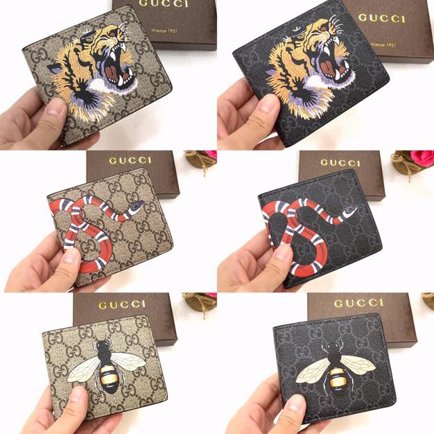 Ví Gucci 60223 Dáng Ngắn In Hình Rắn / Ong Thời Trang Cho Nam 356