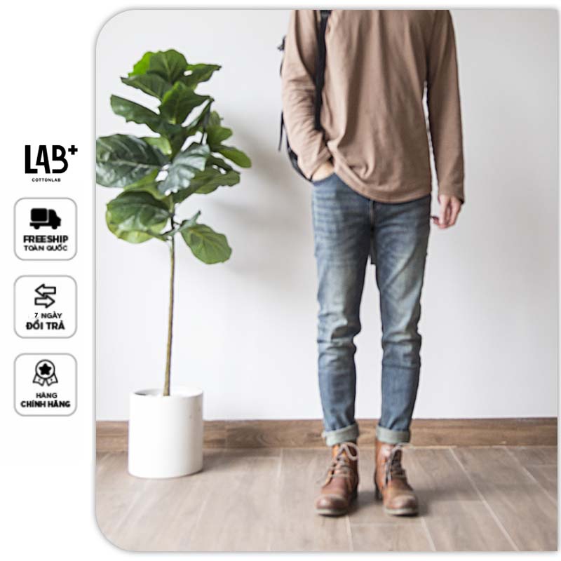 Quần jean nam cao cấp màu xanh đậm wash hiệu ứng bụi chất co dãn from slimfit - LAB210604