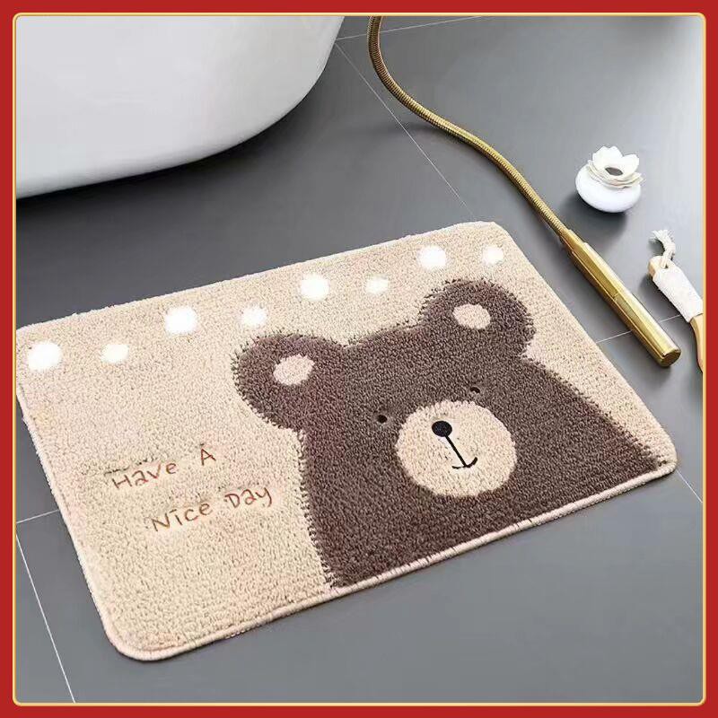 ❧Huiduo bước vào cửa phim hoạt hình dễ thương thảm chùi chân phòng tắm thấm nước trải sàn nhà vệ sinh lối