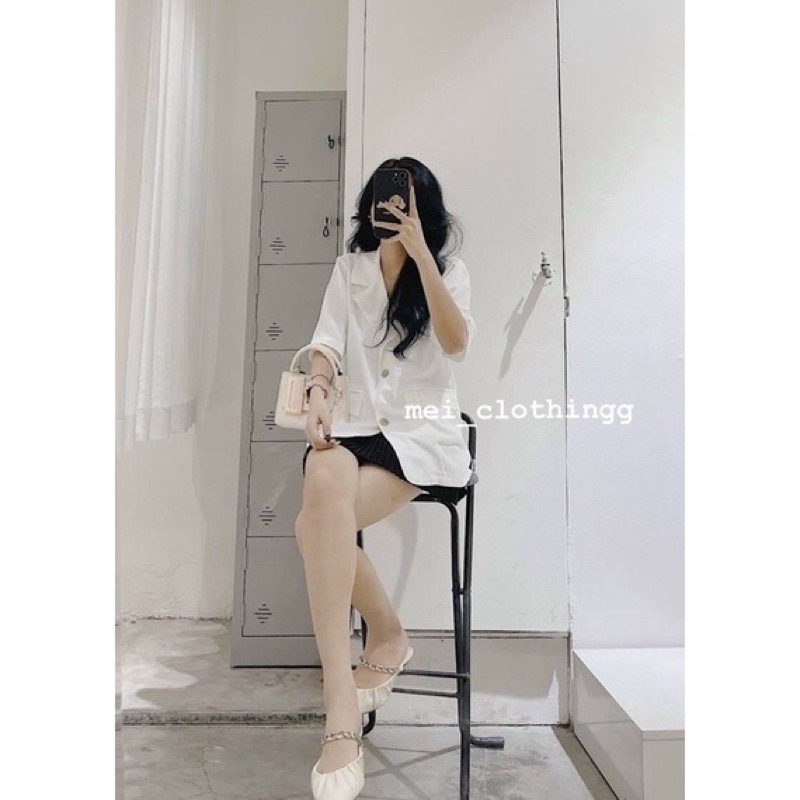 [Ảnh thật/video] Blazer trơn tay lỡ nhiều màu 2 khuy túi nắp /Áo vest nữ nhiều màu | BigBuy360 - bigbuy360.vn