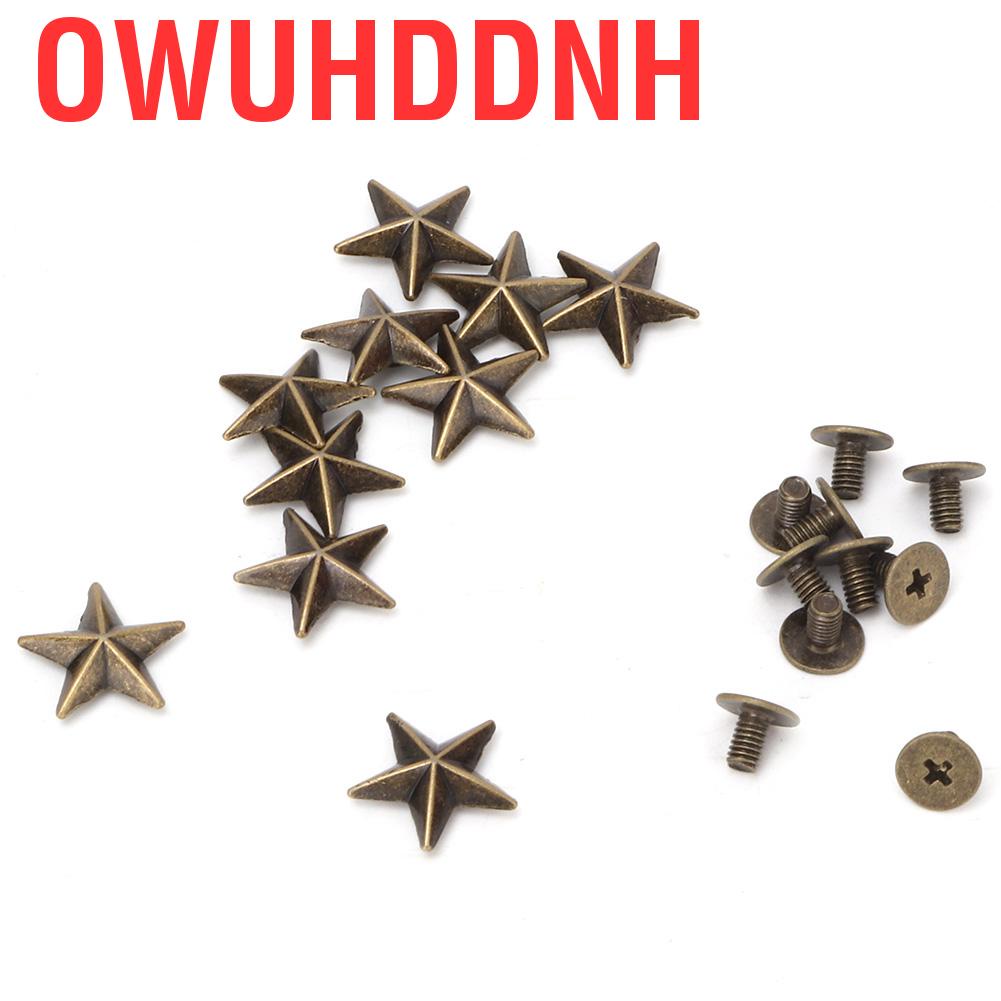 Bộ 10 đinh tán kim loại hình ngôi sao dùng trang trí thủ công DIY cho ba lô/túi xách/nón