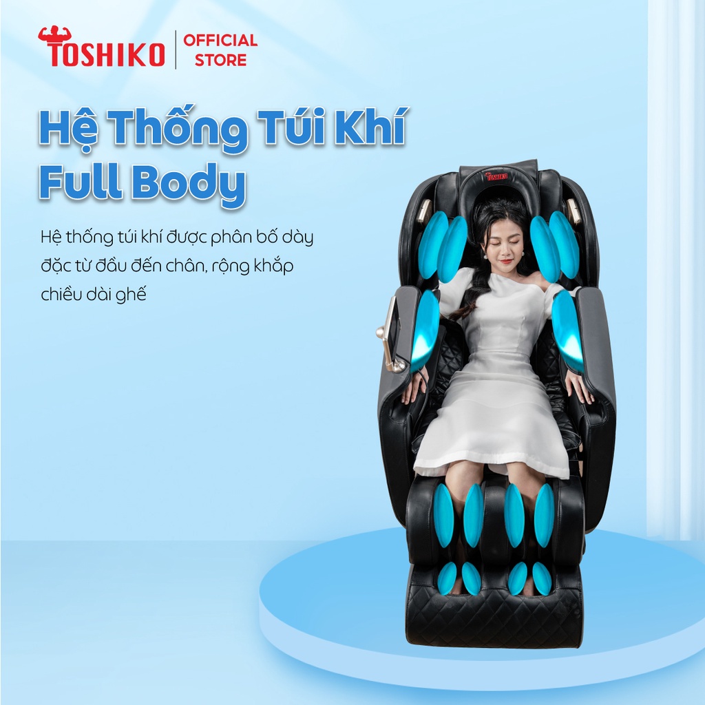 [Con lăn 4D] Ghế massage toàn thân Toshiko T9 công nghệ điều khiển giọng nói và con lăn di chuyển giúp thư giãn tại nhà