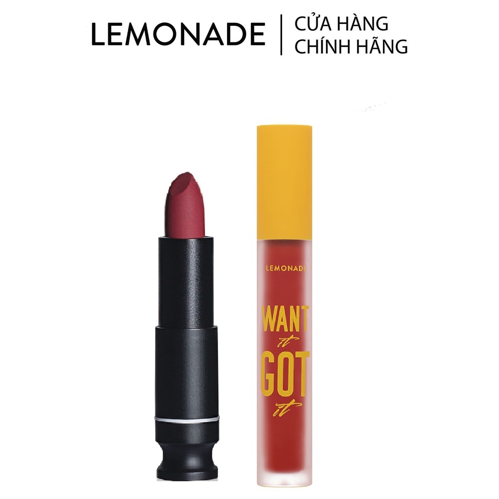 [Mã FMCGM50 - 8% đơn 250K] Combo 2 son lì Lemonade Matte Addict 3.8g và Want It Got It Lipcream 5g