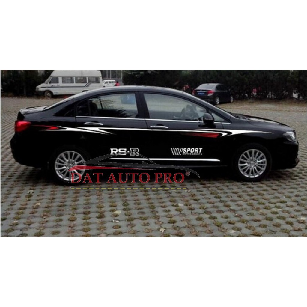Tem dán Thân xe oto RSR sport màu đen-đỏ.