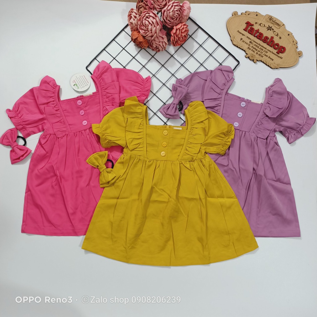 Váy bé gái bèo dáng baby doll vải lụa đũi mềm 11 đến 40 ký 002