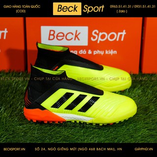 Giày Bóng Đá TQ Predator 18+ Nõn Chuối Vạch Đen Cao Cổ TF