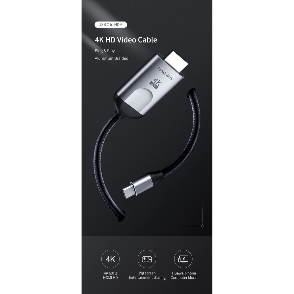 Cáp Chuyển Đổi USB-C Ra HDMI 4K/60Hz Hagibis Bảo Hành 12 Tháng