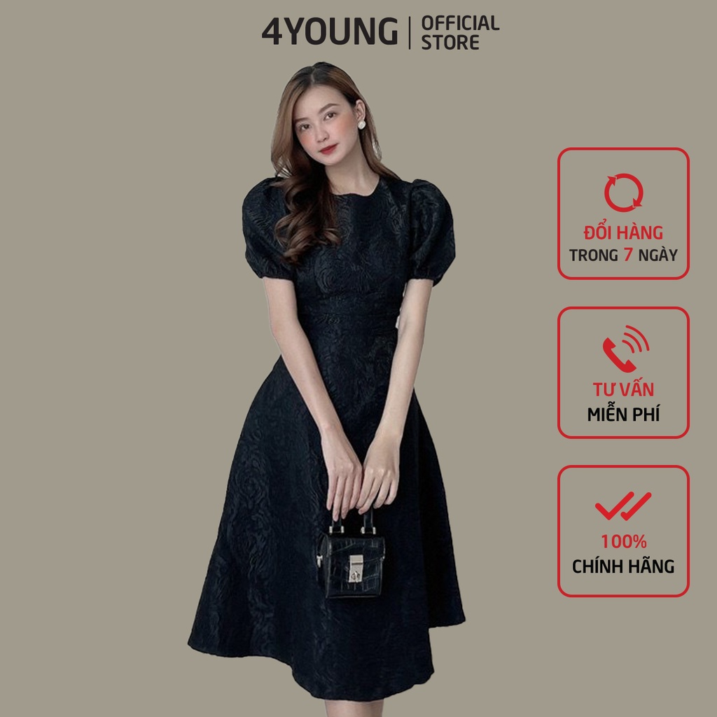 Đầm dự tiệc đẹp cao cấp đi làm công sở tay phồng 4YOUNG TK787
