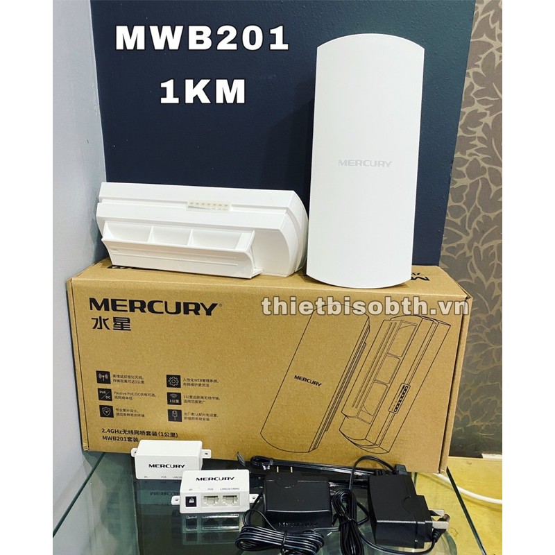 BỘT HU PHÁT WIFI KHÔNG DÂY NGOÀI TRỜI  MERCURY MWB201 1KM VÀ MWB505 5KM DÙNG CHO CAMERA, KÉO MẠNG