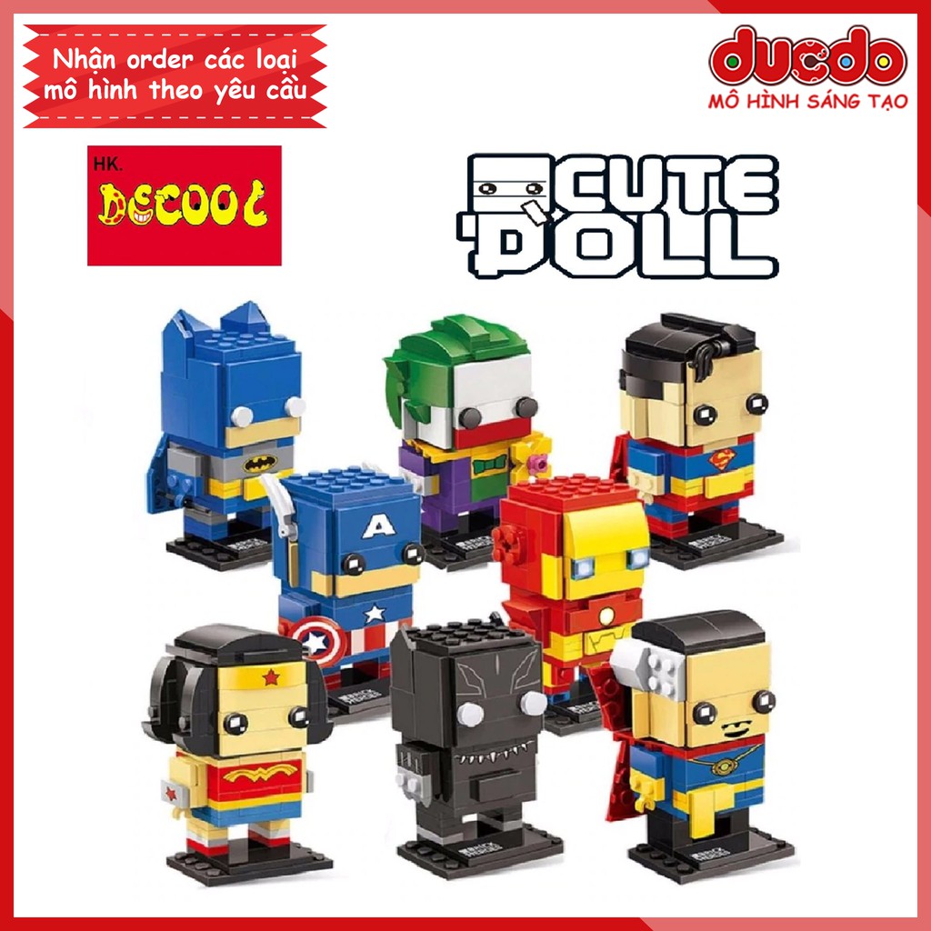 DECOOL 6801-6808 Brick Headz các siêu anh hùng - Đồ chơi Lắp ghép Mini Minifigures Batman Iron Man BrickHeadz