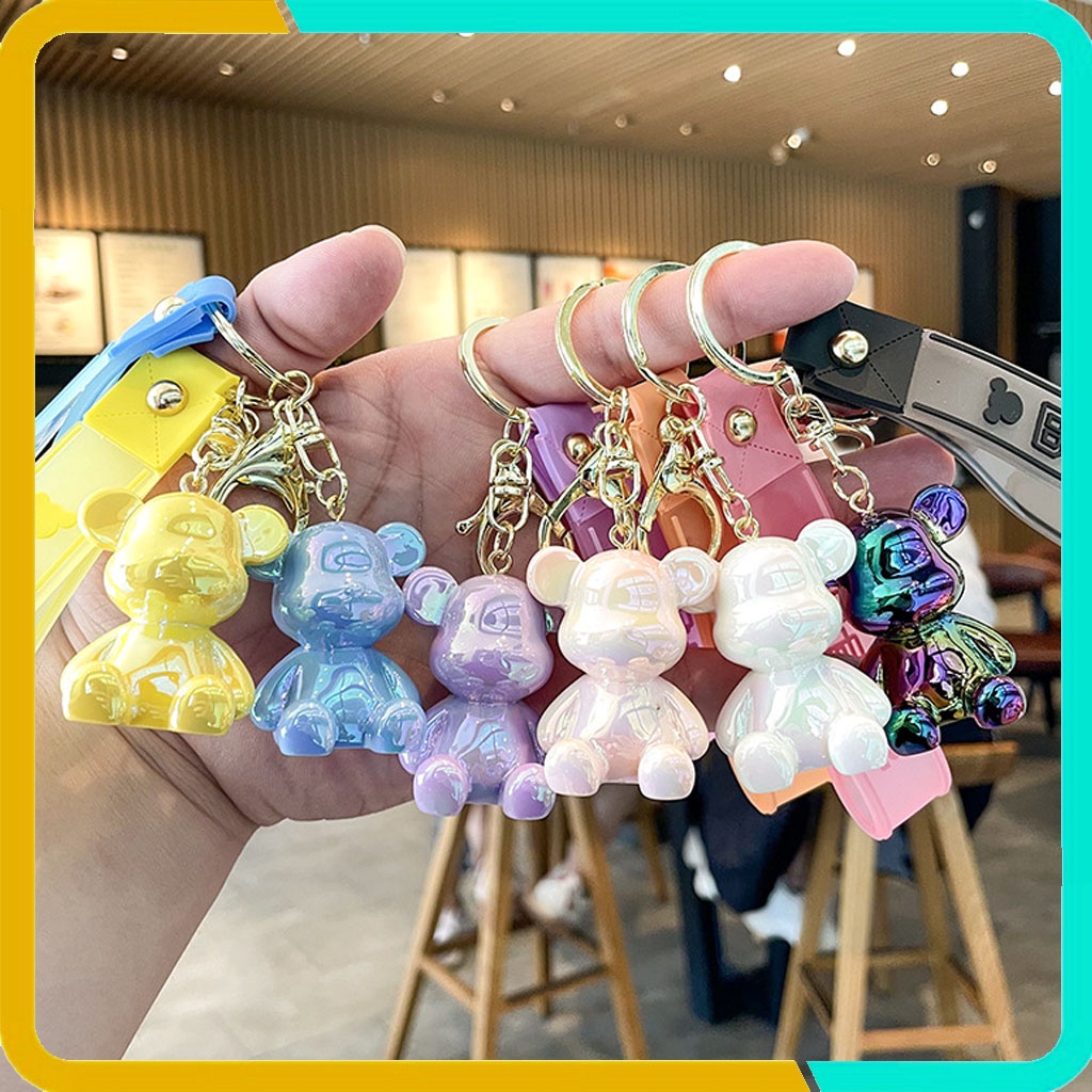 Móc Khóa Gấu Hàn Quốc Dễ Thương, Mạ Điện Hình Búp Bê Cao Cấp,Treo Trên Balo, Túi Xách KB03