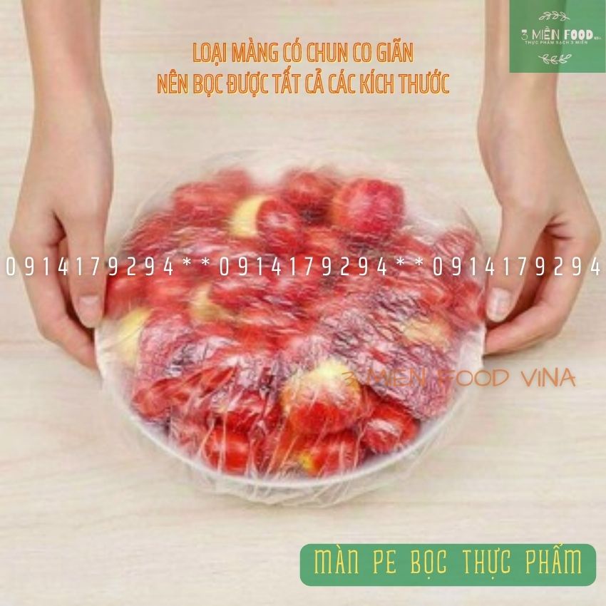 [HCM]Màng bọc thực phẩm,màng pe bọc thực phẩm có thun,màng pe bảo quản thực phẩm,túi gấu có chun bọc đồ ăn co giãn-3mien