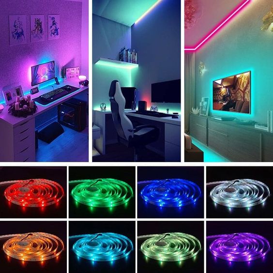 Đèn Led Tiktok- Led RGB 5M 5050 Dây Dán Đổi 7 Màu-Chống Nước,Cảm Biến Nháy Theo Nhạc Đèn Trang Trí