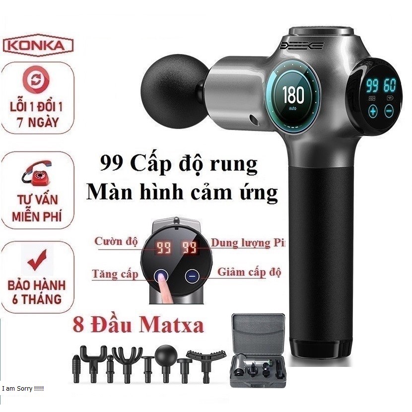 Súng massage gun cầm tay máy massage trị liệu KONKA 8 đầu massage 99 mức độ rung - trị nhức mỏi toàn thân