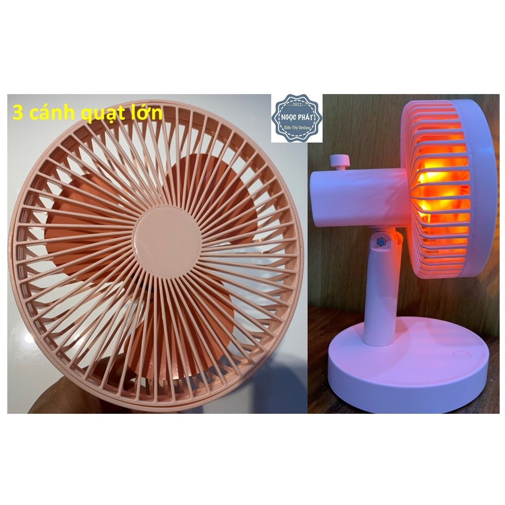 QUẠT SẠC ĐỂ BÀN TÍCH ĐIỆN - XOAY - GẬP - CÓ ĐÈN-THỜI GIAN SỬ DỤNG LÂU