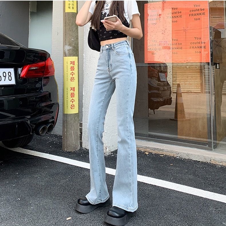 Quần Jean Lưng Cao Plus Size Đơn Giản Theo Phong Cách Retro Hàn Quốc Dành Cho Nữ