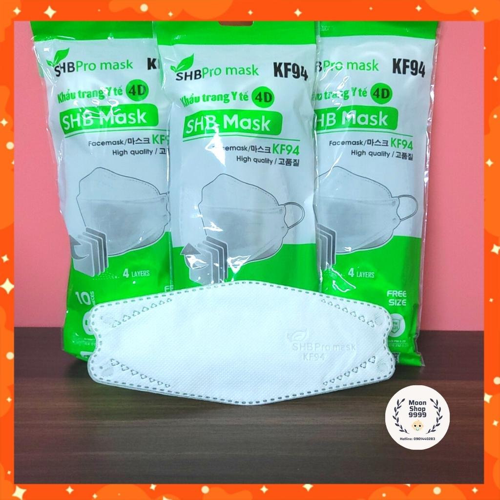 Khẩu trang KF94 4D, khẩu trang y tế kháng khuẩn 4 lớp, chống nắng, lọc bụi mịn SHB pro mask - Hàng cao cấp, chính hãng