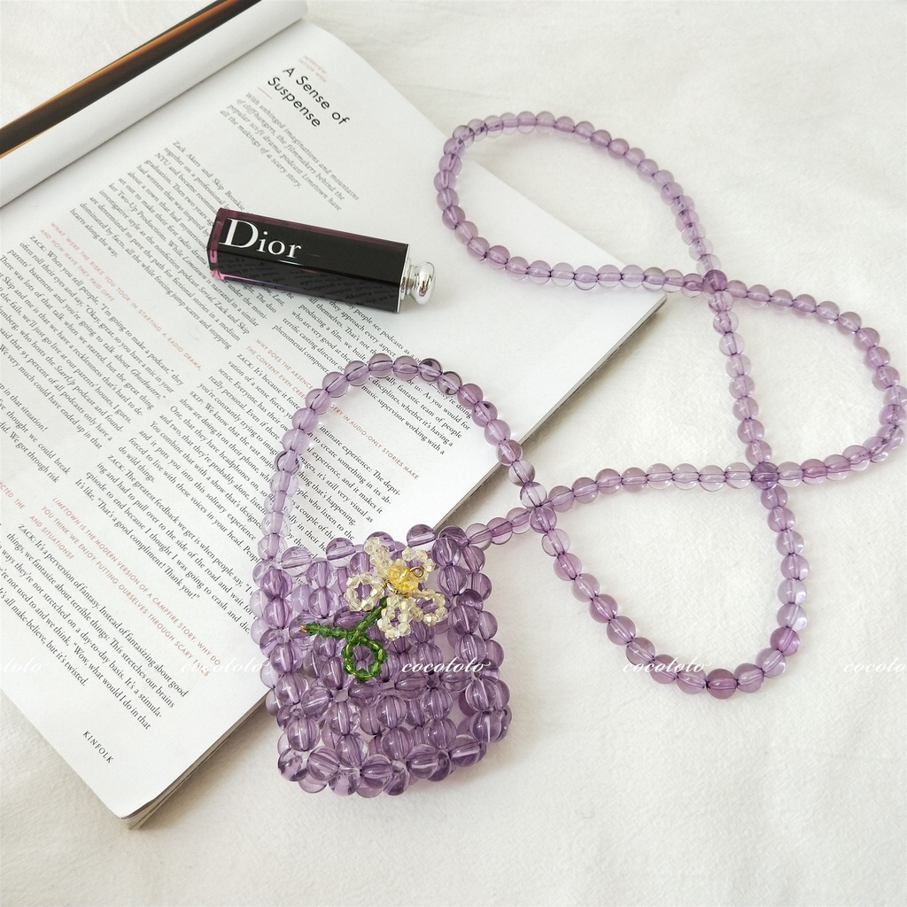 Túi xách đính cườm trong suốt hình bông hoa thời trang xinh xắn cho nữ