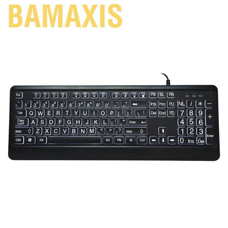 Bamaxis Ergonomic USB Interface Multimedia LED White Backlight Keyboard for Old Man