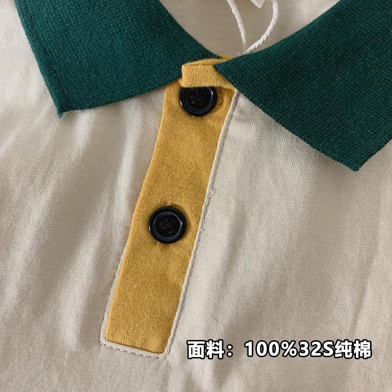 Áo Thun polo cotton Ngắn Tay Màu Sắc Tương Phản Đơn Giản Cho Bé Trai