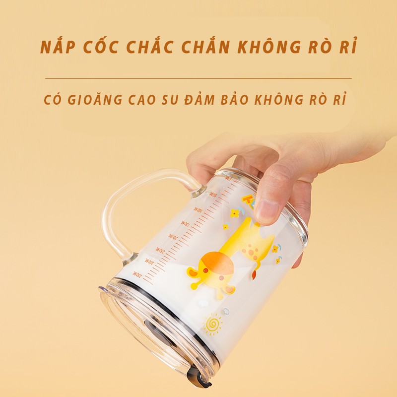 Cốc thủy tinh pha sữa cho bé có vạch chia thể tích 310ml có thể bỏ vào lo vi sóng