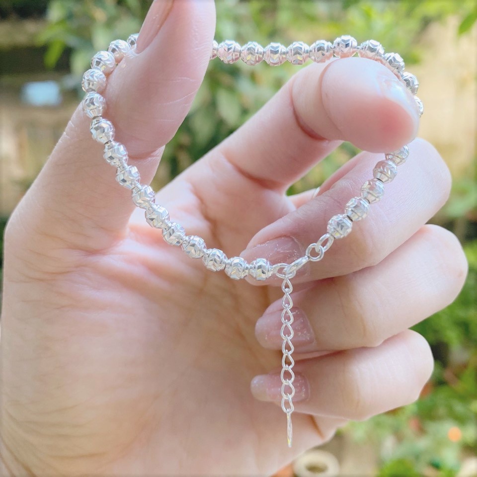 Lắc tay bi bạc cho nữ, vòng tay bạc S999 thời trang