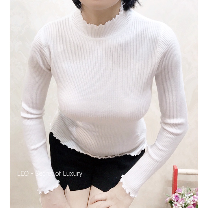 Áo len trắng cổ 3 phân free size hàng sẵn (ảnh thật) | BigBuy360 - bigbuy360.vn