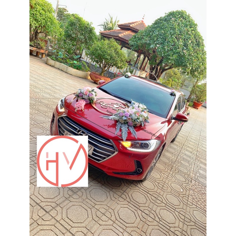 HOA GIẢ TRANG TRÍ XE CƯỚI ĐẸP | MÀU HỒNG TRẮNG