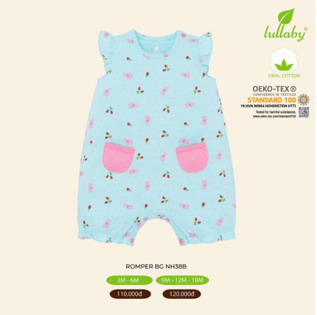 Romper, body đùi Lulaby COTTON mềm mịn, mát, hàng cao cấp chính hãng